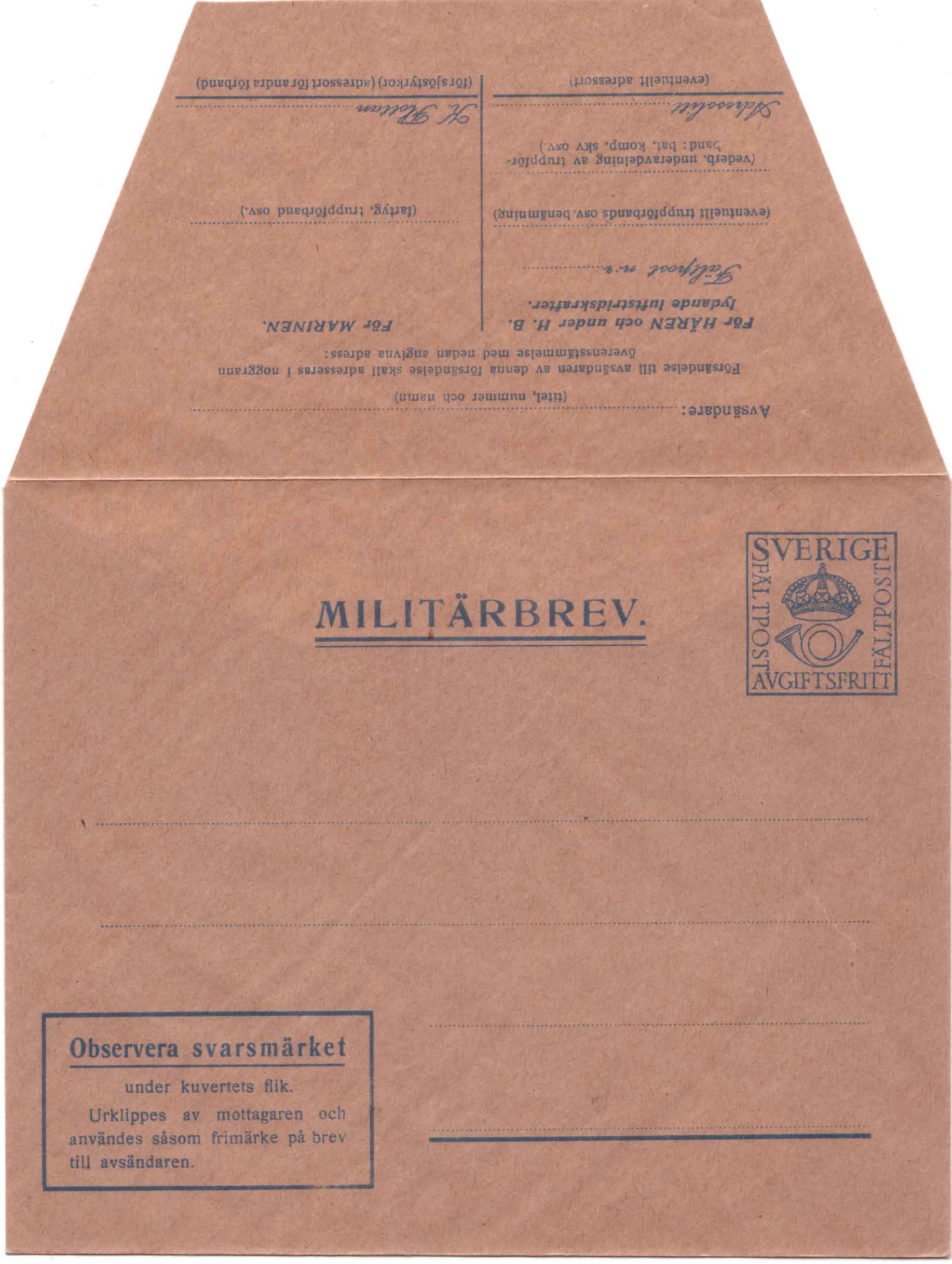 Militärbrev M2 framsida