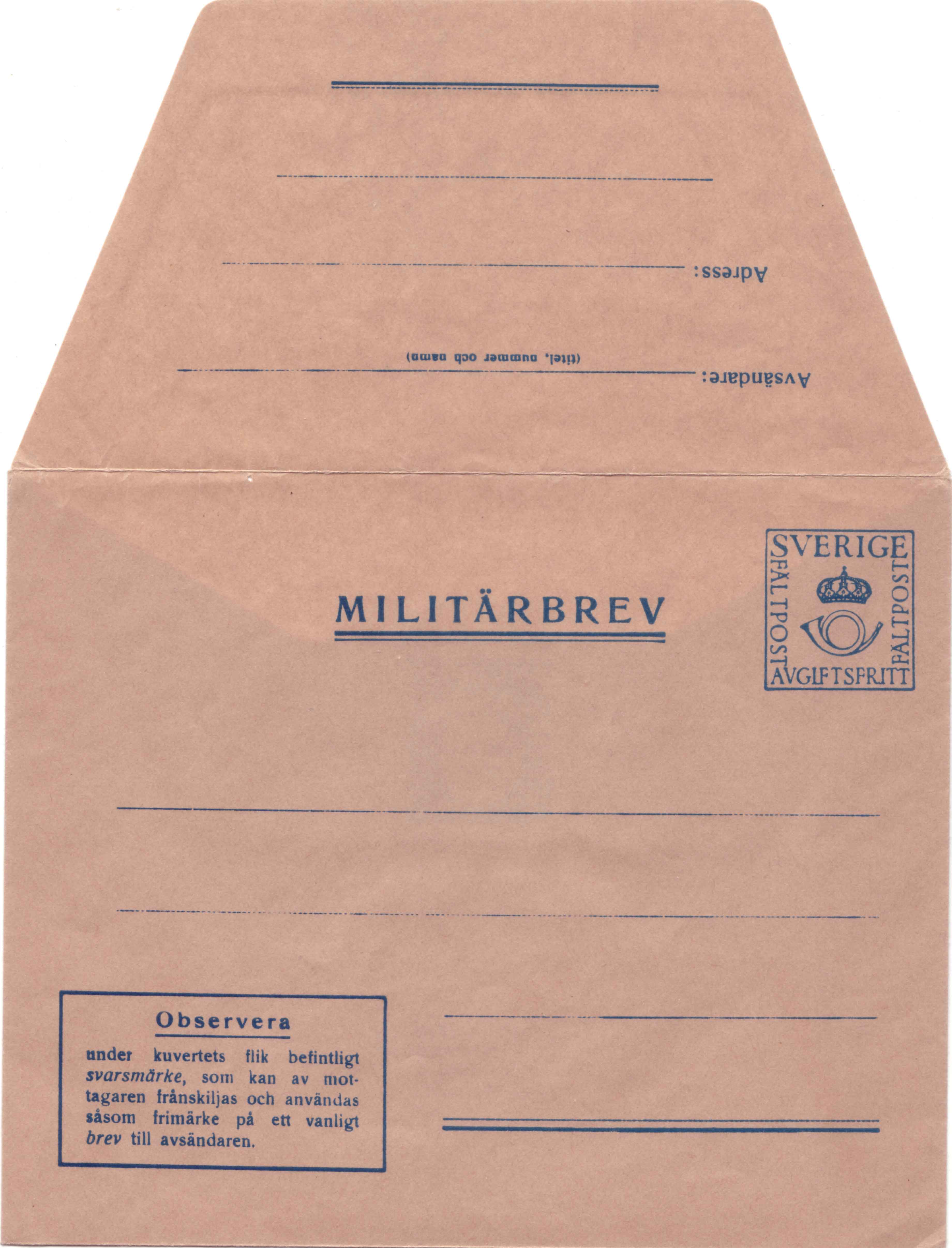 Militärbrev M3 framsida