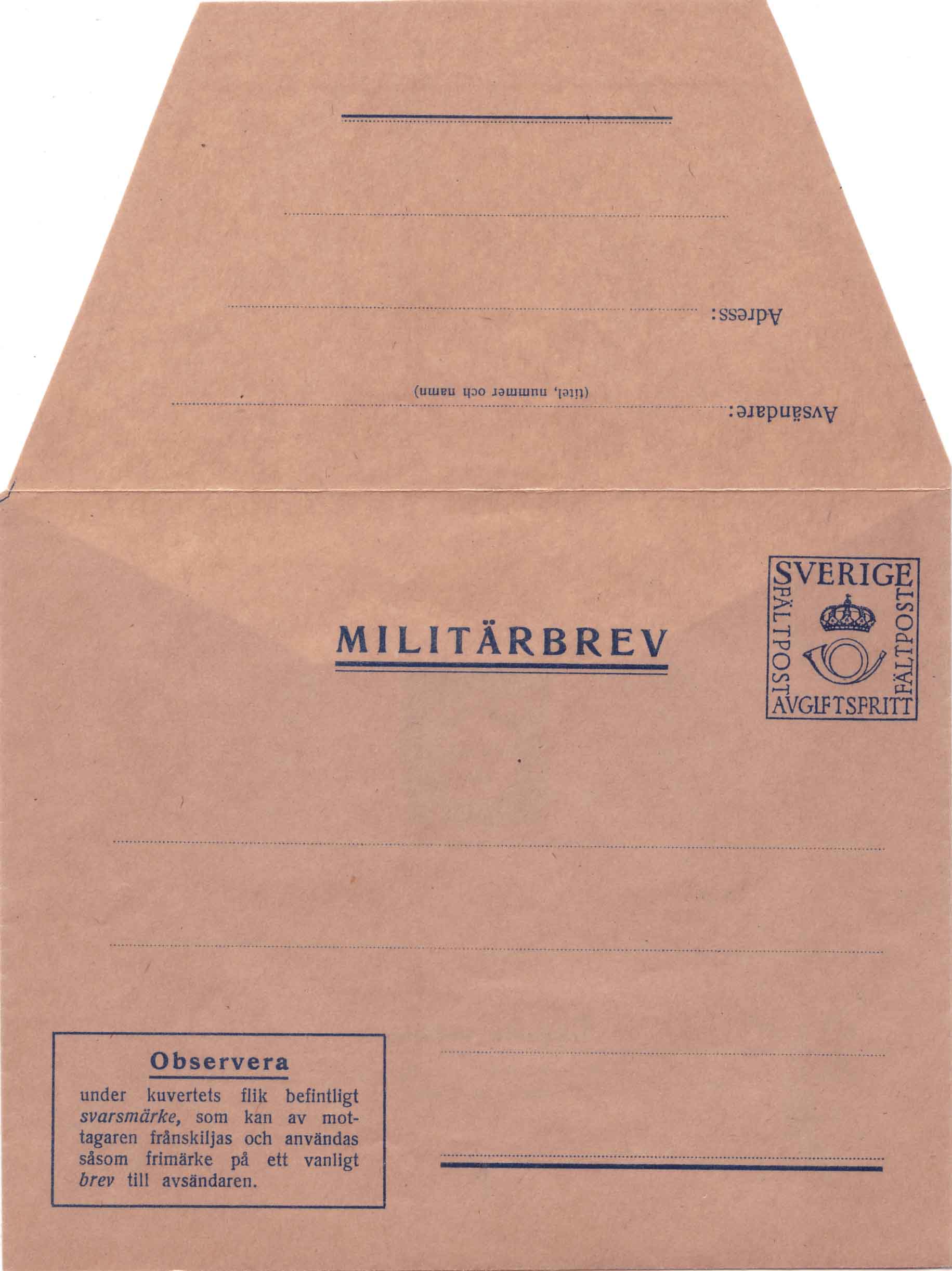 Militärbrev M5II framsida