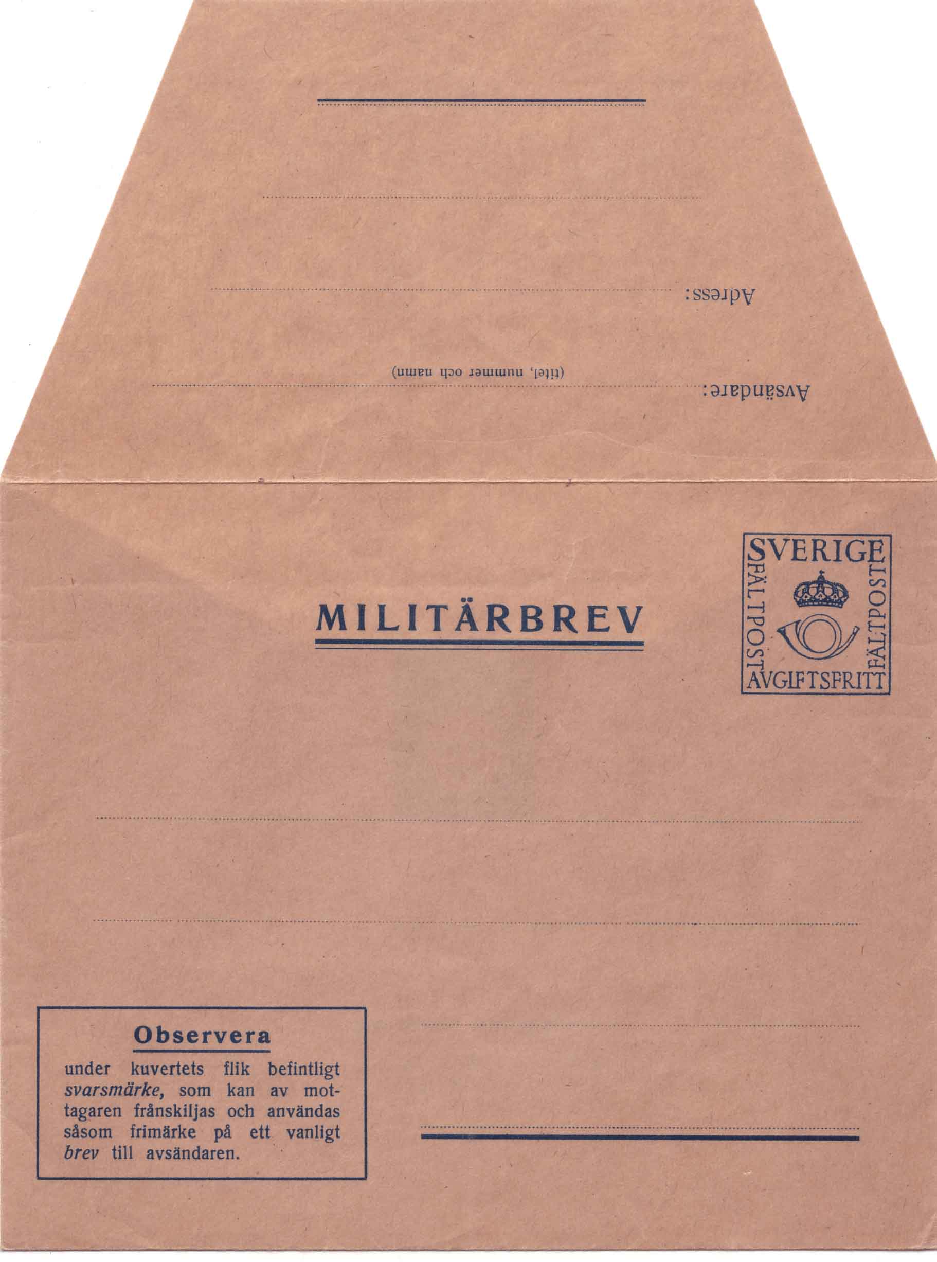 Militärbrev M5I framsida