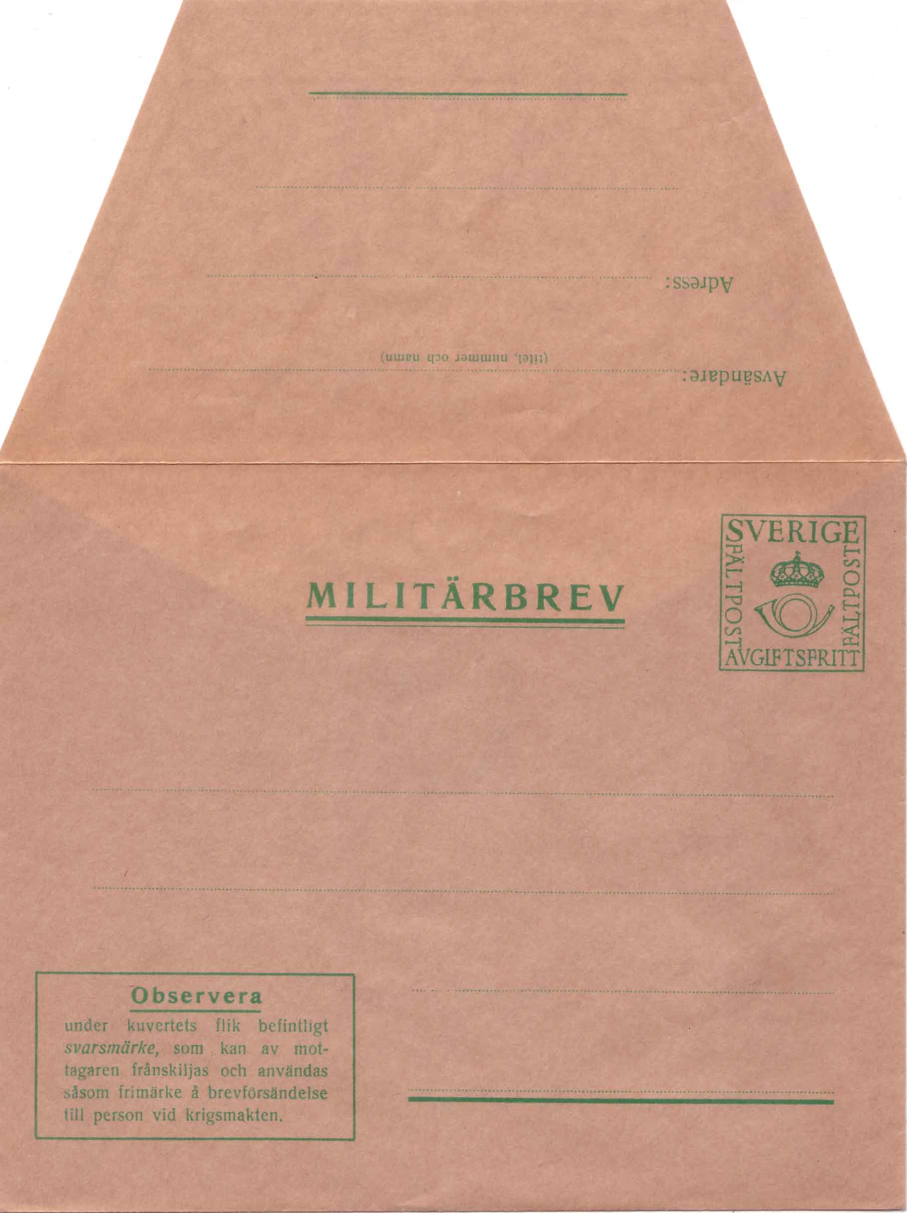 Militärbrev M8 framsida