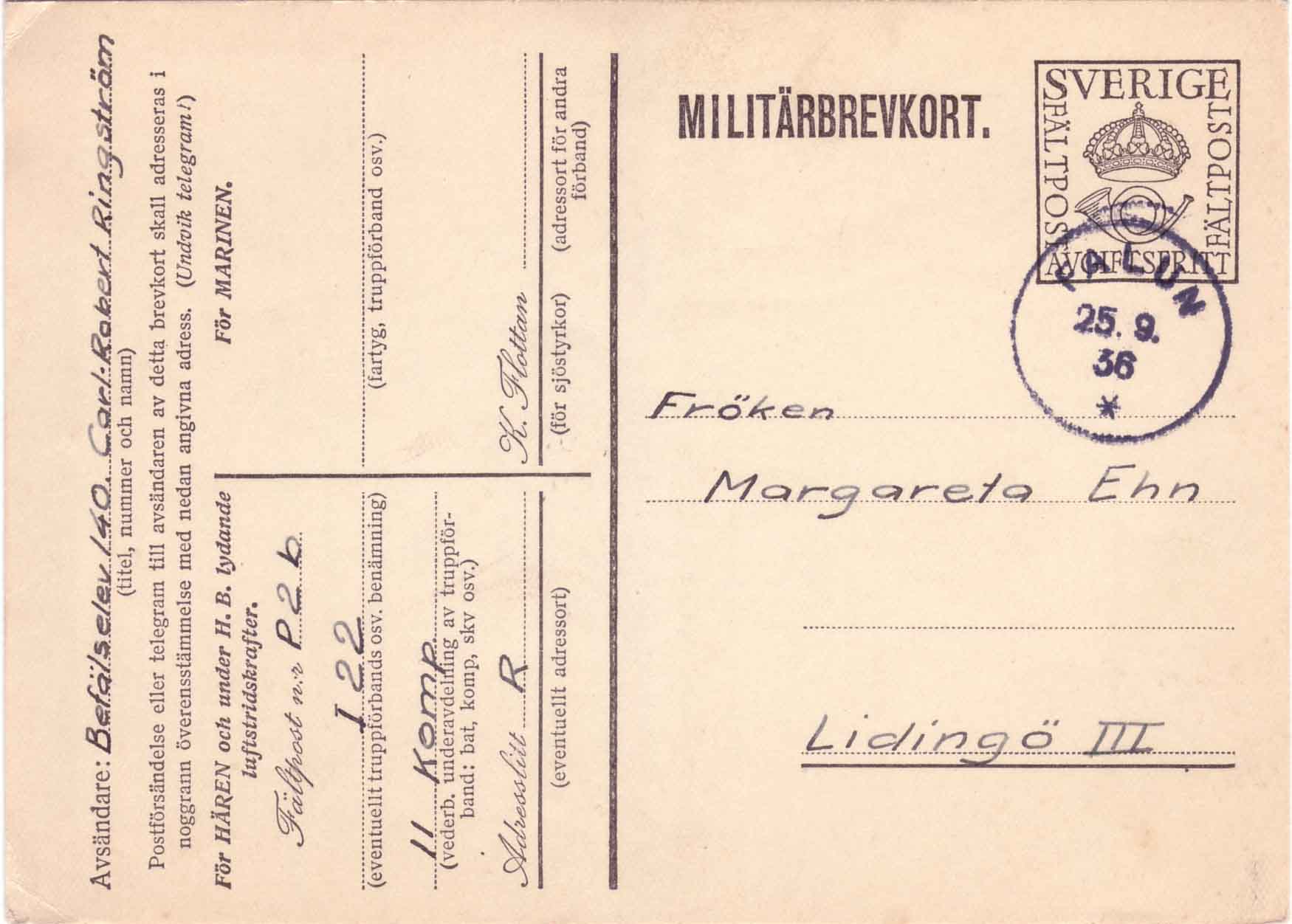 Militärbrevkort MbK4